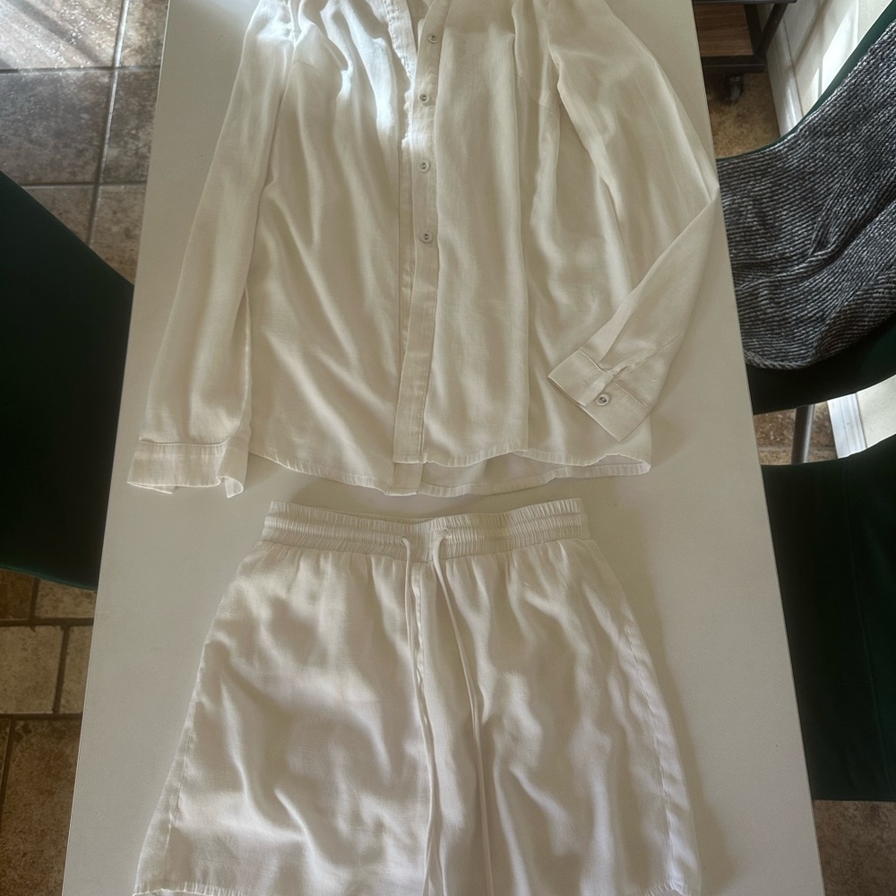 Princess Polly Cream Button-Up Shirt and Shorts Set